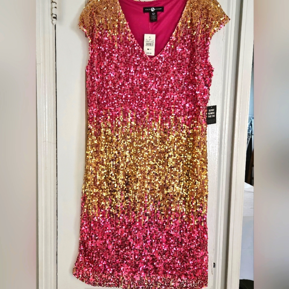 Pink and Gold Sequin Dress